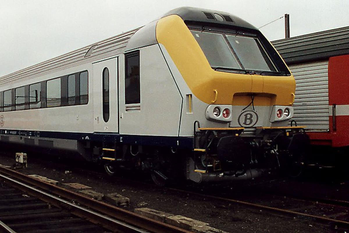A commuter train at a platform. The line is being resignalled section by section over three years.